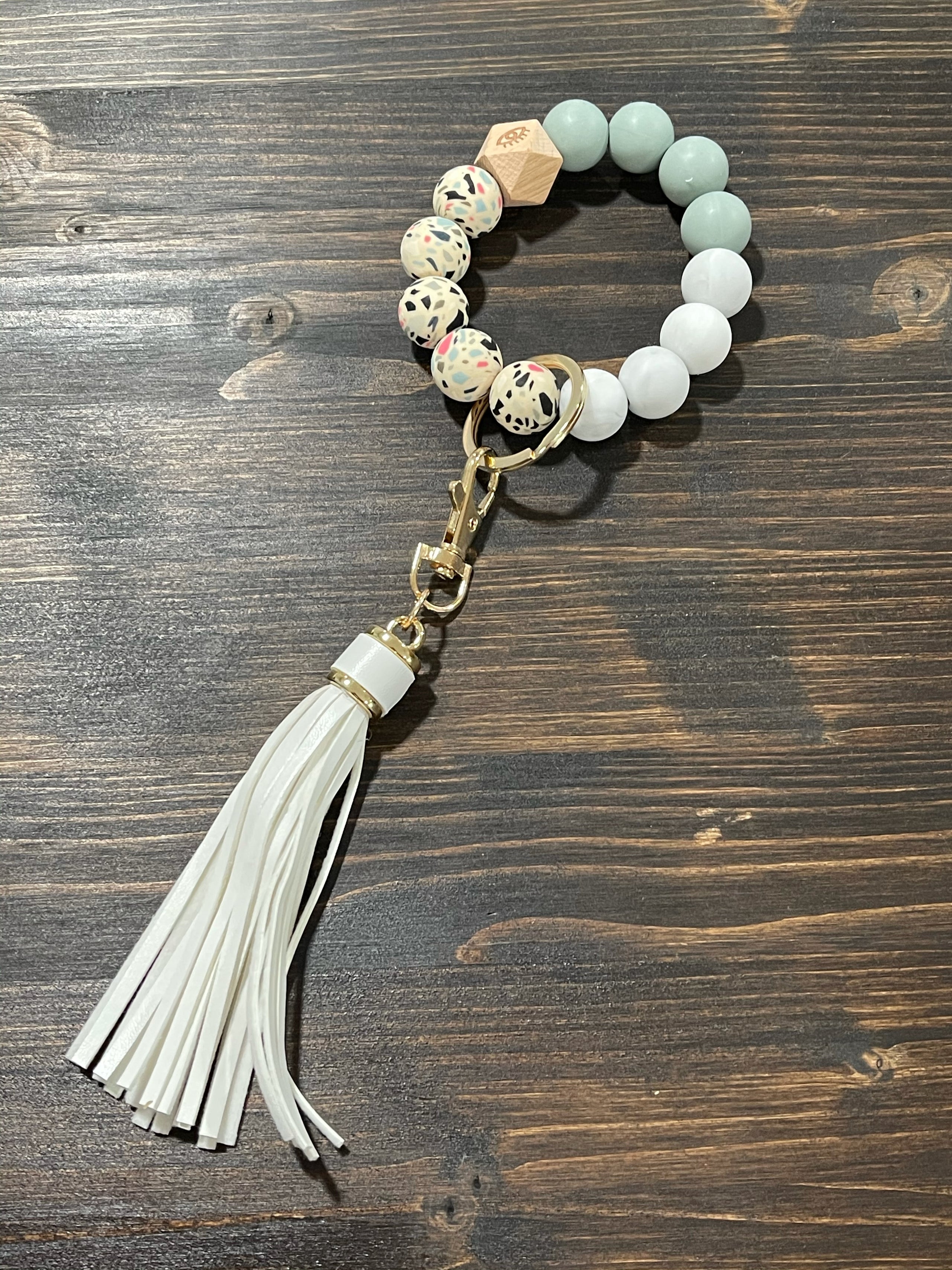 Cross & Clay Bead Key Ring Bracelet – Kennedy Sue Gift & Home